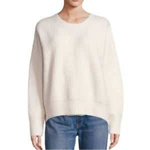 Vince Rib Knit Hi-Lo Winter White Sweater Jumper M